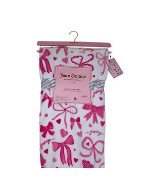 Juicy Couture Plush Throw Blanket 50" X 70" Pink Bows & Hearts Design